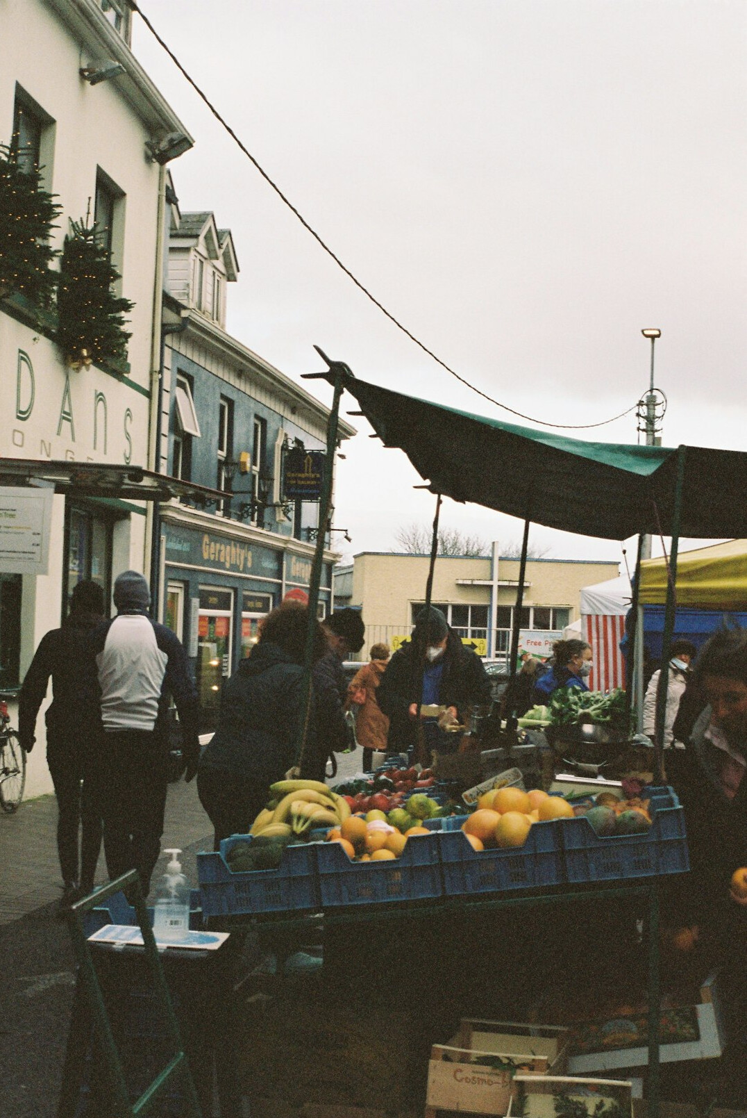 Weekly outdoor market street in a small Danish town