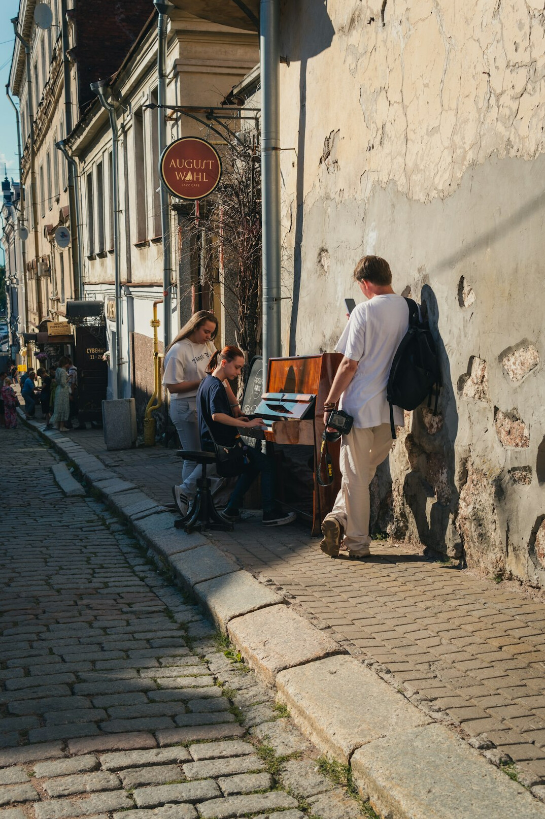 neighbors chatting in street